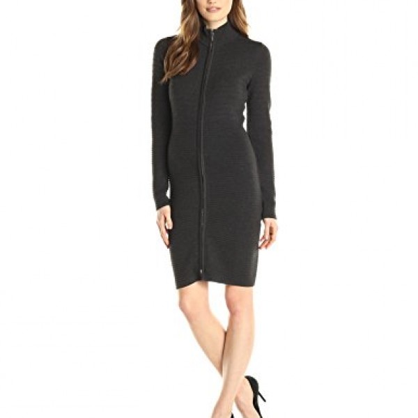 Calvin Klein Women's Long Sleeve Zip Front Sweater Dress