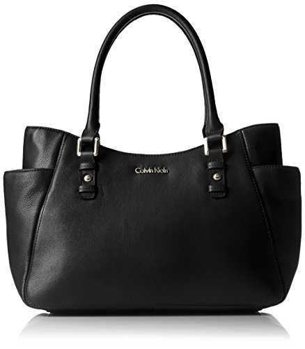 Calvin Klein Fashion Pebble Tote Bag, Black/Silver